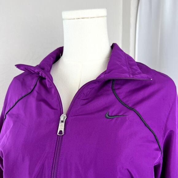 Nike Jacket Womens Medium Purple Full Zip Windbreaker Sporty Retro Vented Y2K - Picture 2 of 12